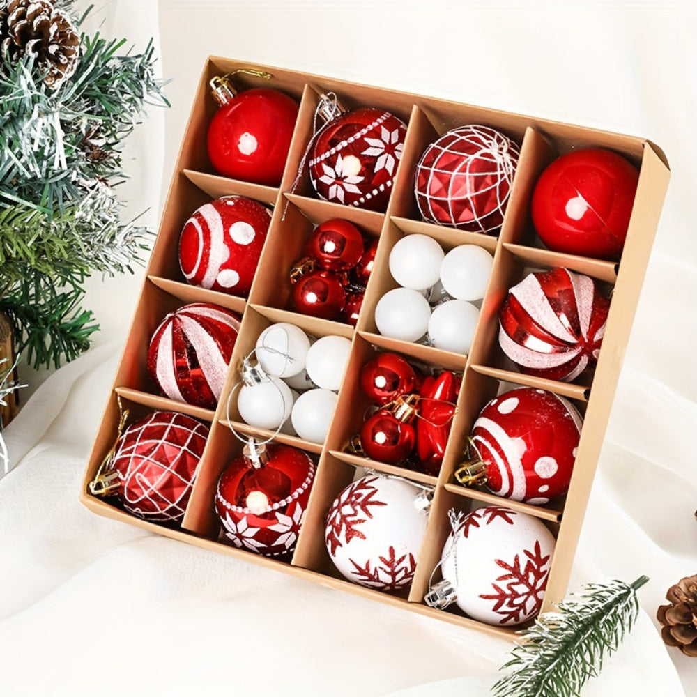 Juego de adornos navideños clásico para colgar en árbol, bolas decorativas