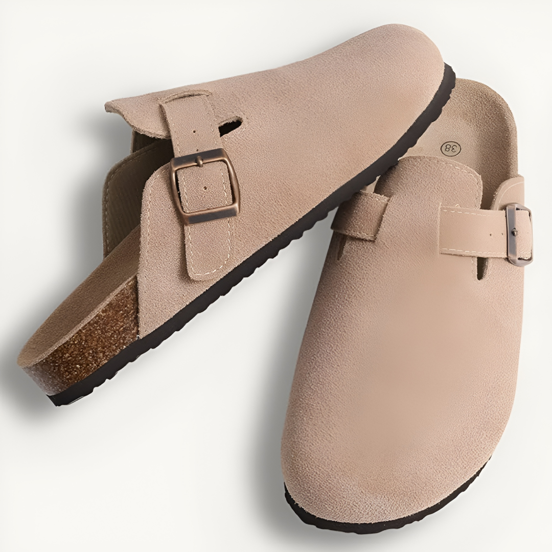 Wildleder Slipper Clogs mit Kork-Fußbett