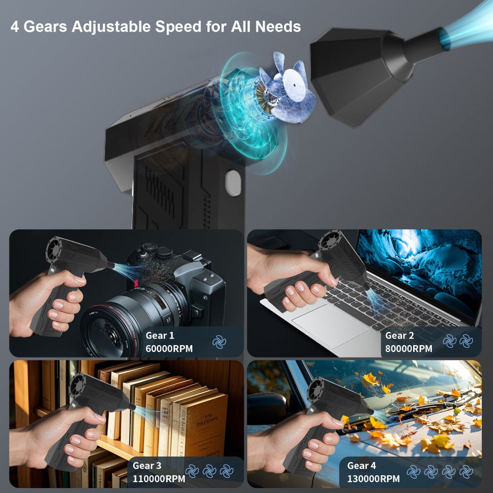 Stlačený vzduchový čistič Výkonný elektrický čisticí dmychadlo na dárky