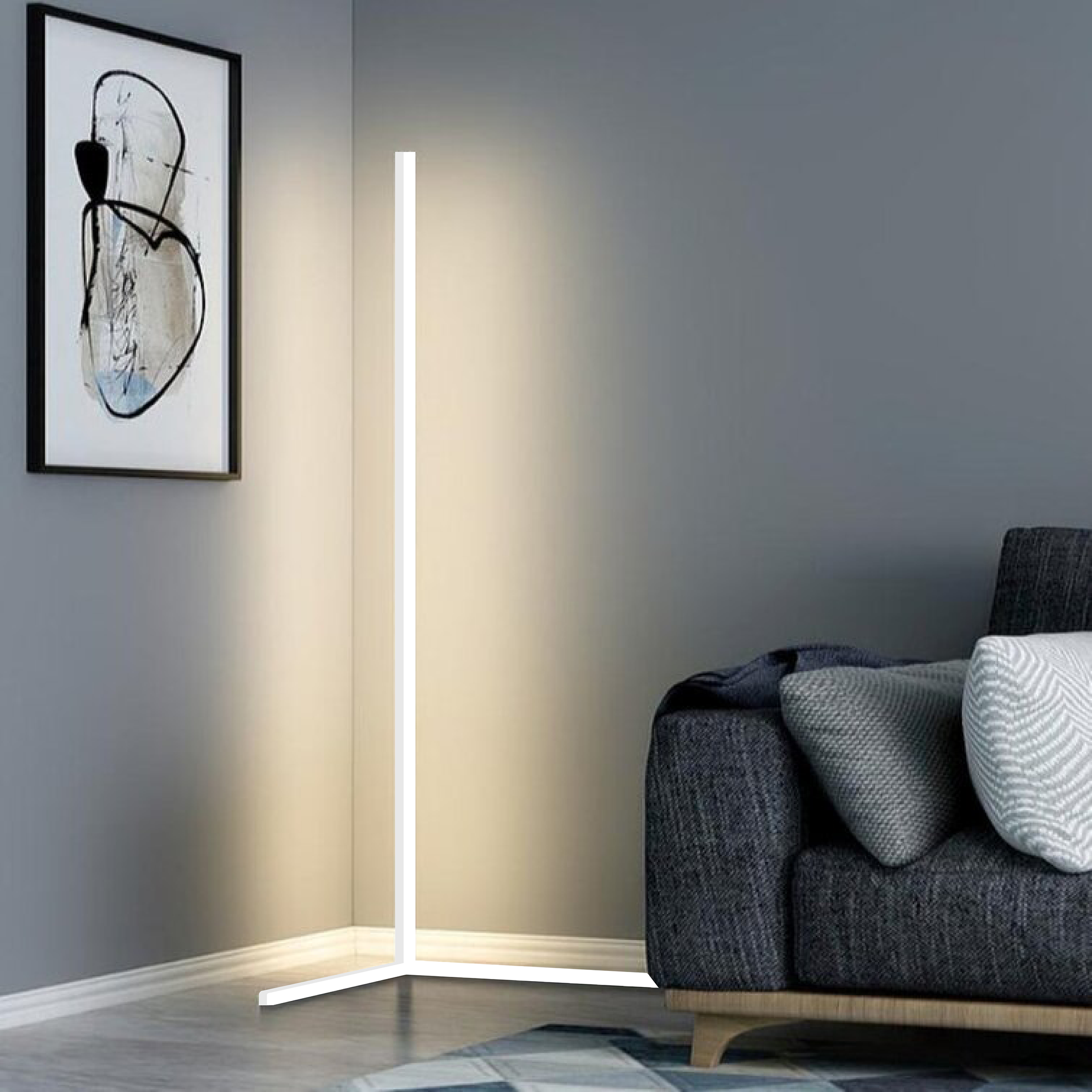 Slim LED Corner Lamp | Adjustable Brightness for Living Room or Bedroom