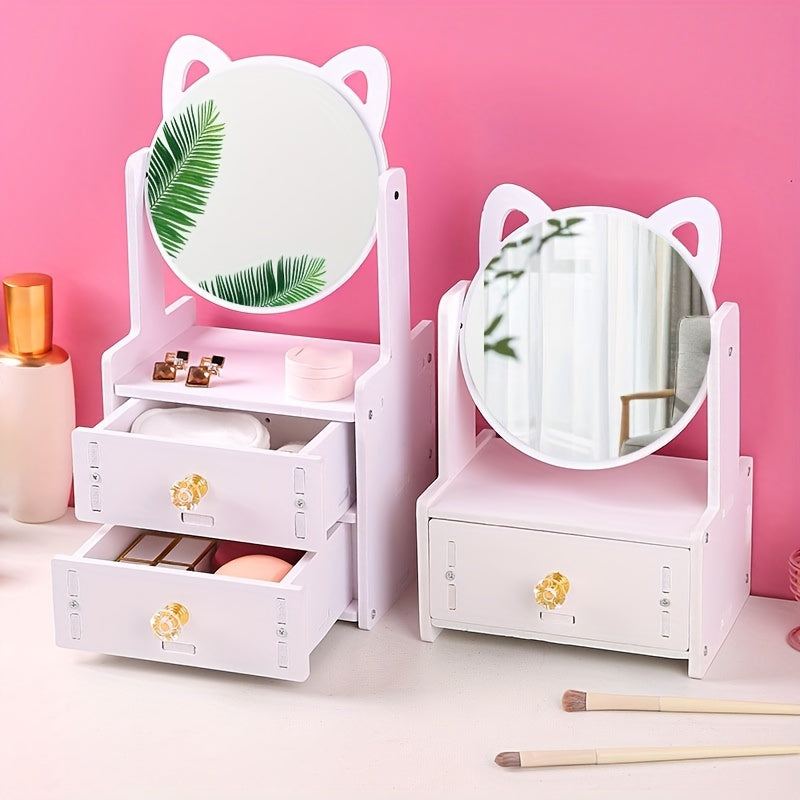 Makeup Mirror With Storage Cute Tabletop Design