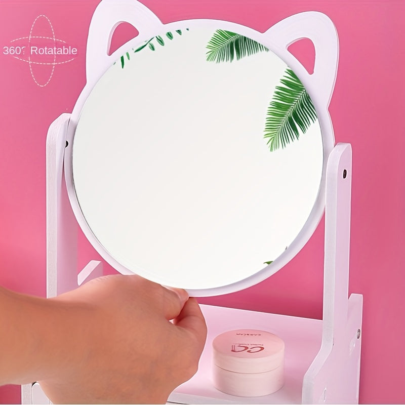 Makeup Mirror With Storage Cute Tabletop Design