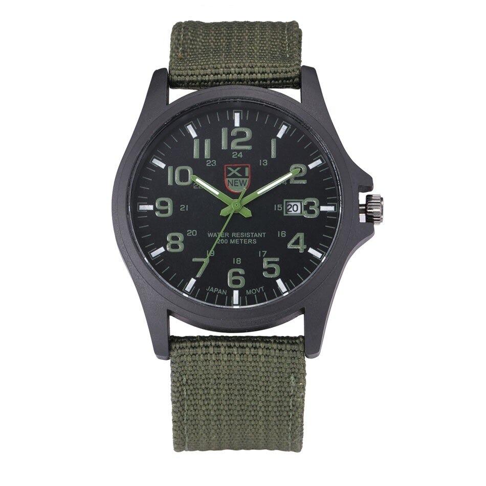 Reloj impermeable de lona estilo militar para hombre
