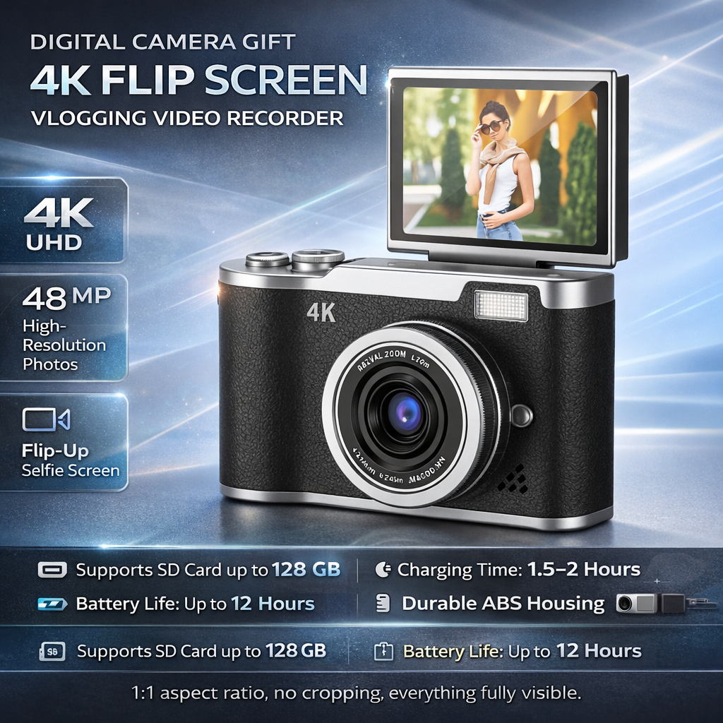 Digital Camera Gift 4K Flip Screen Vlogging Video Recorder