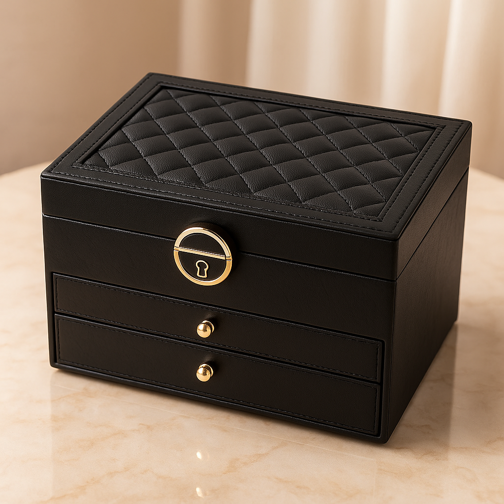 Jewelry Box Leather Drawer Storage Organizer