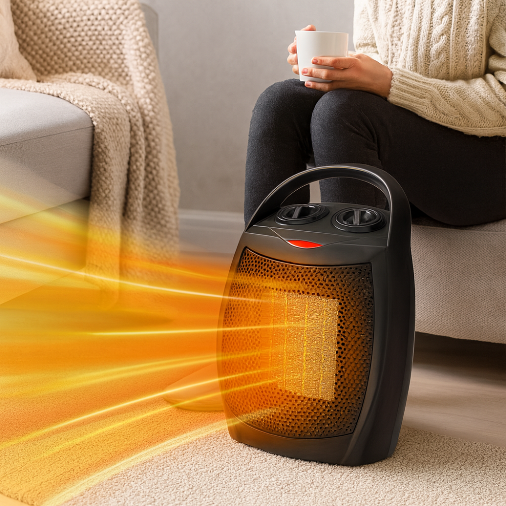 Portable Electric Space Heater Adjustable Thermostat Indoor Use