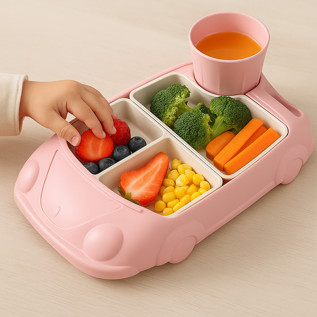 Kids Plate Set Car Style Durable Plastic Design