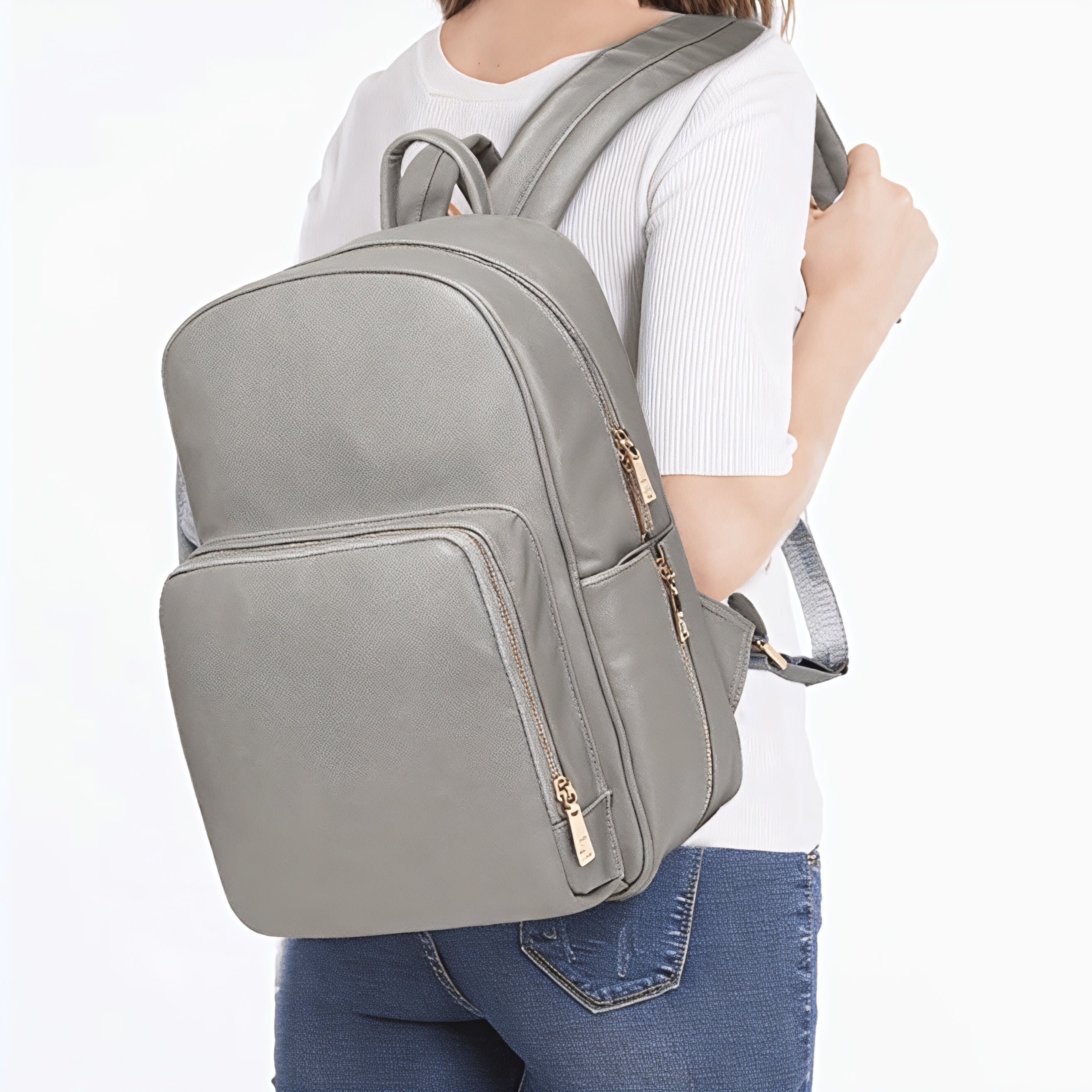 Dámský veganský kožený batoh na plenky | Voděodolný