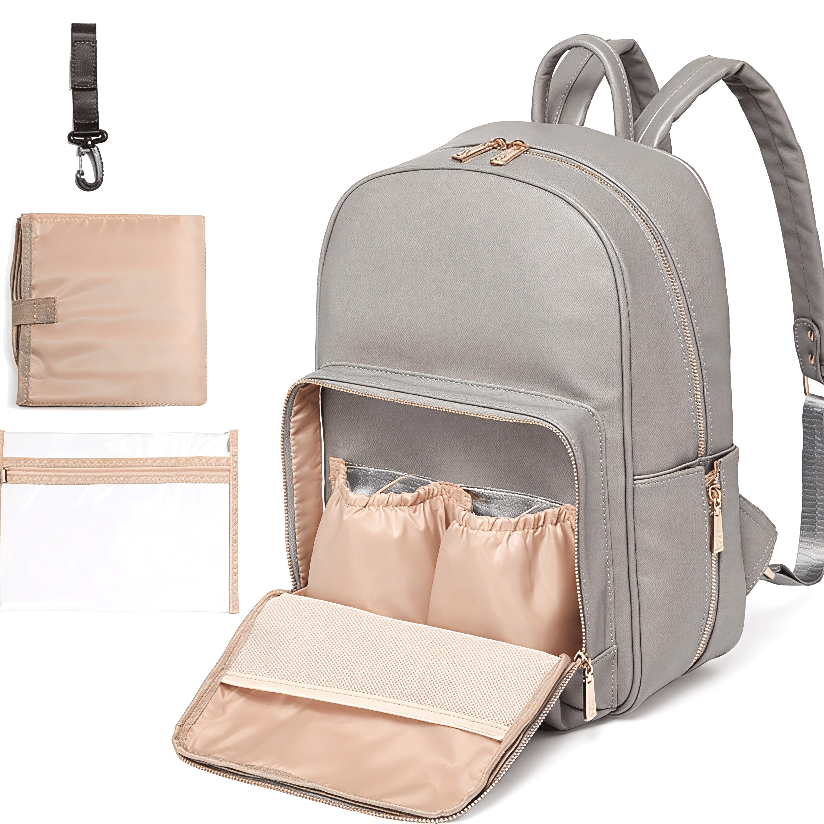 Dámský veganský kožený batoh na plenky | Voděodolný