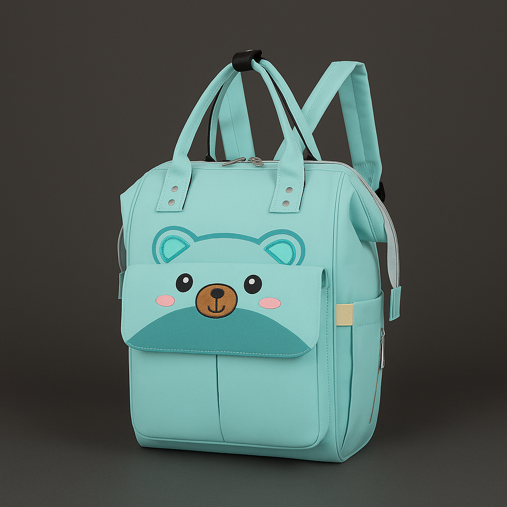 Unisex Cute Functional Diaper Bag | Bear Design Travel Bag
