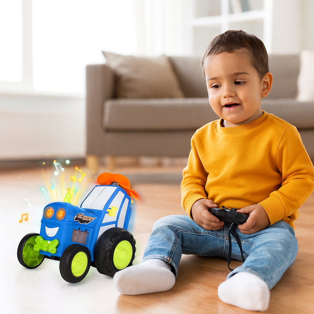 Remote Control Car Green Plastic Stunt Toy