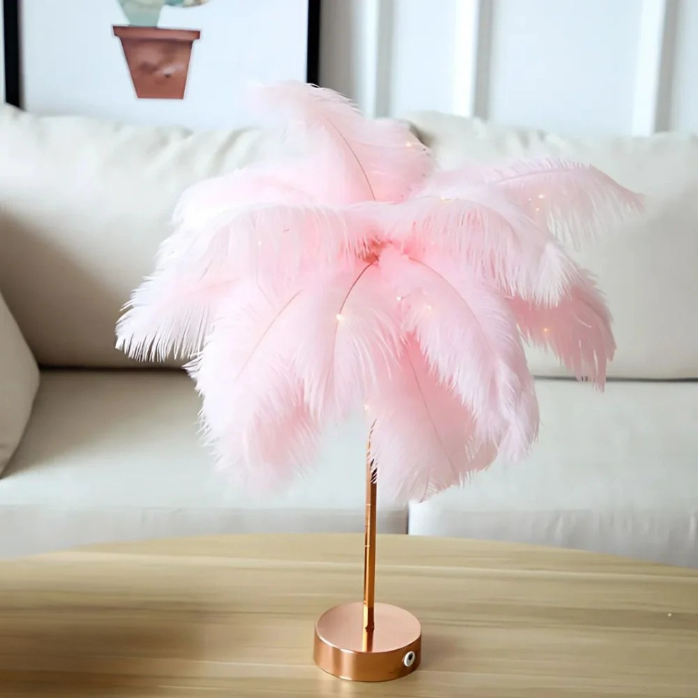 Lampada a piuma centrotavola elegante lampada da tavolo LED telecomandata