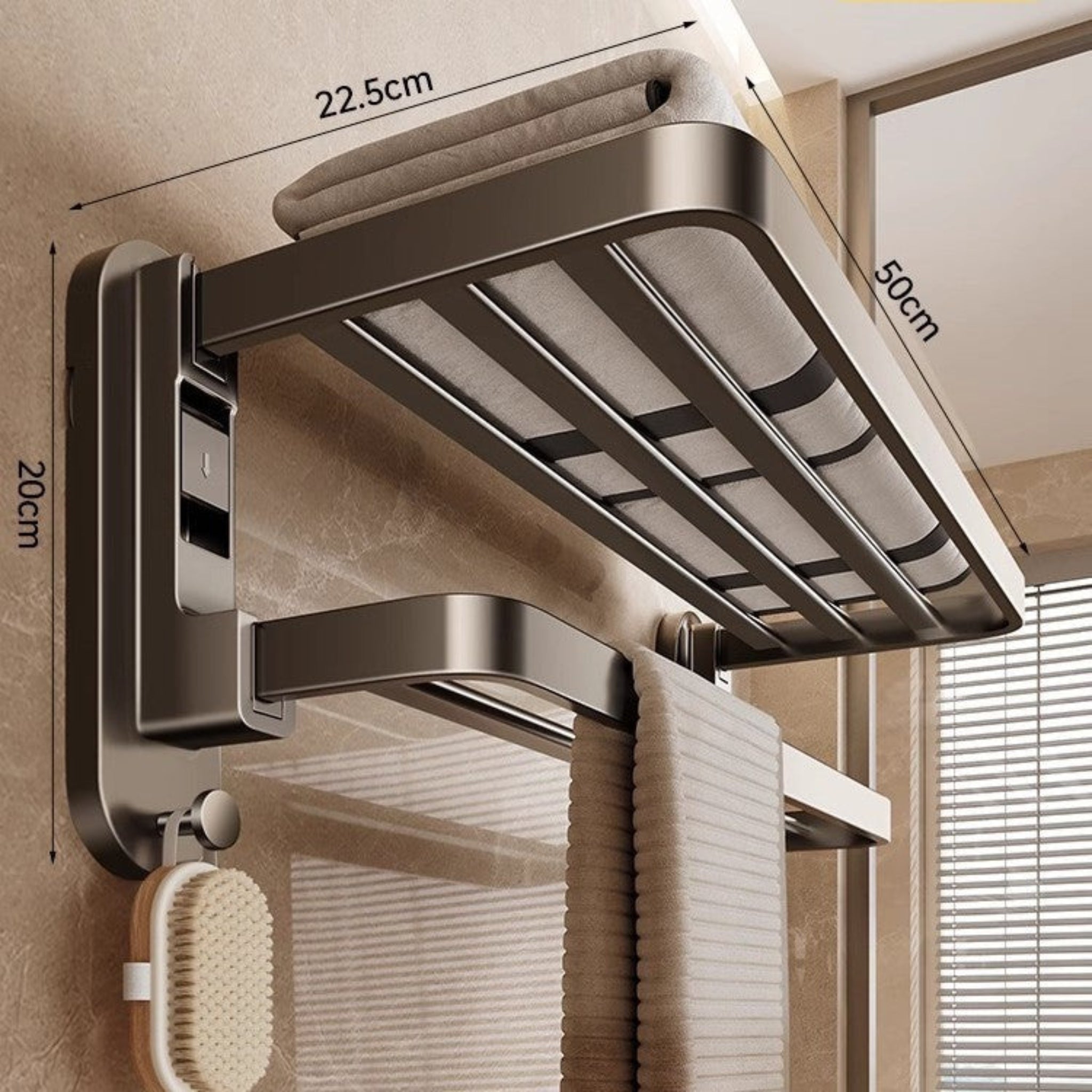 Foldable Suction Cup Bathroom Towel Holder Space-Saving 5