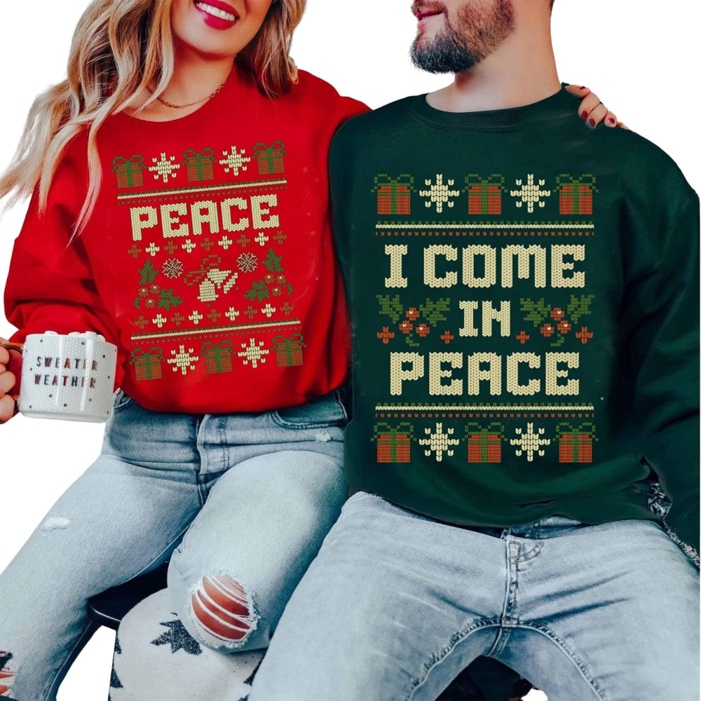 Funny Couples Christmas Sweatshirts - Matching Holiday Knit