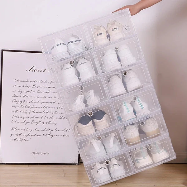 Shoe Storage Boxes Clear Stackable Plastic Organizer