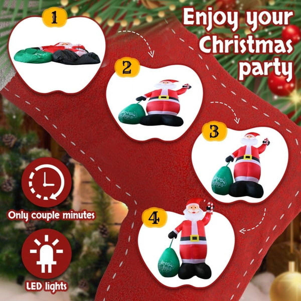 Grandi Gonfiabili Natalizi Decorazioni Esterne Babbo Natale Luci LED