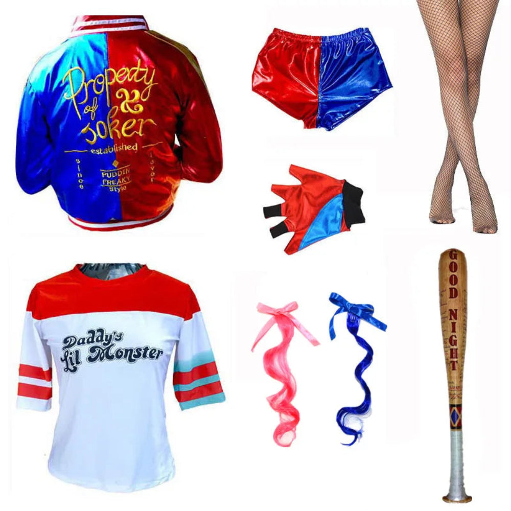 Disfraz de payaso para mujer chaqueta y conjunto de pantalones cortos