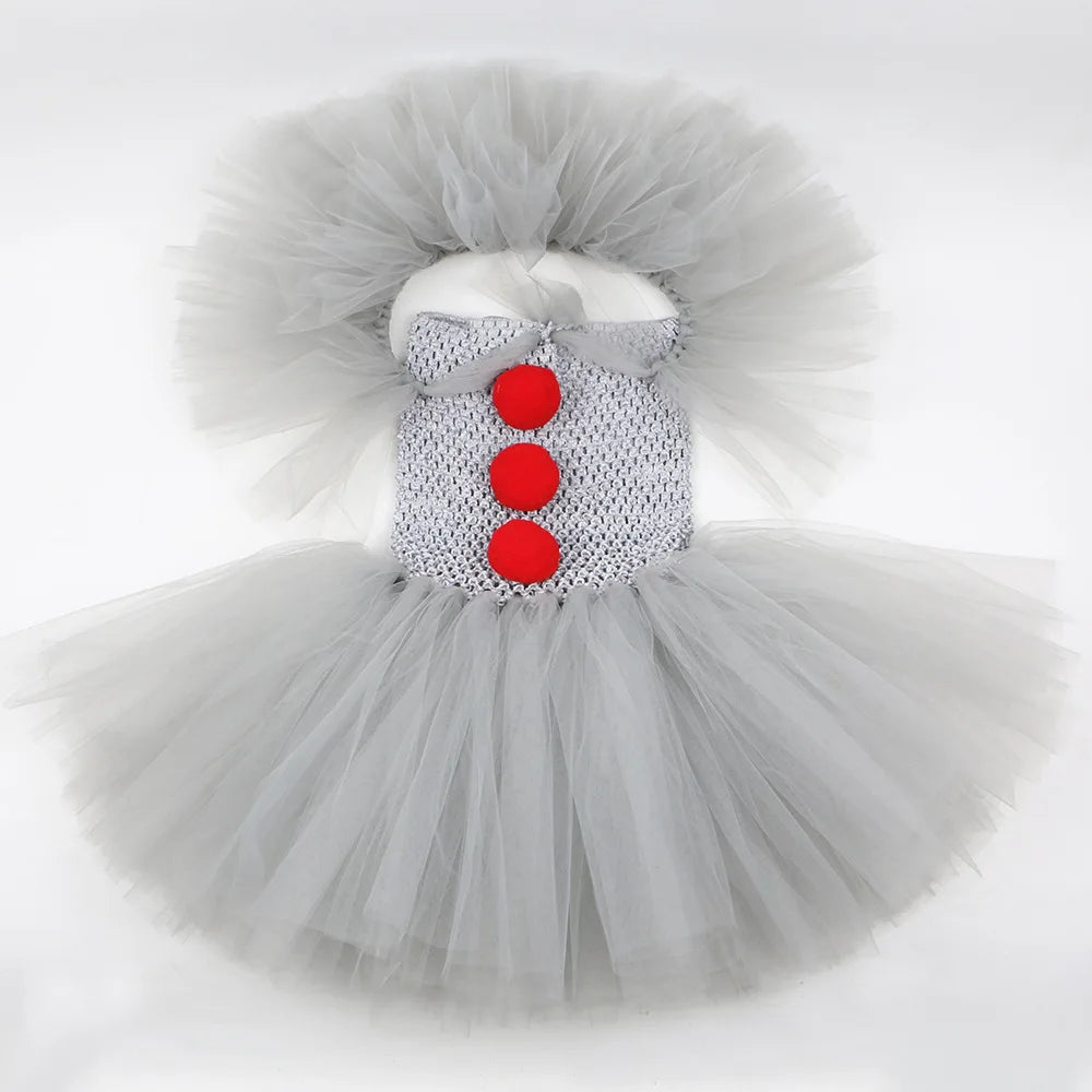 Kids Clown Costume Tutu Dress