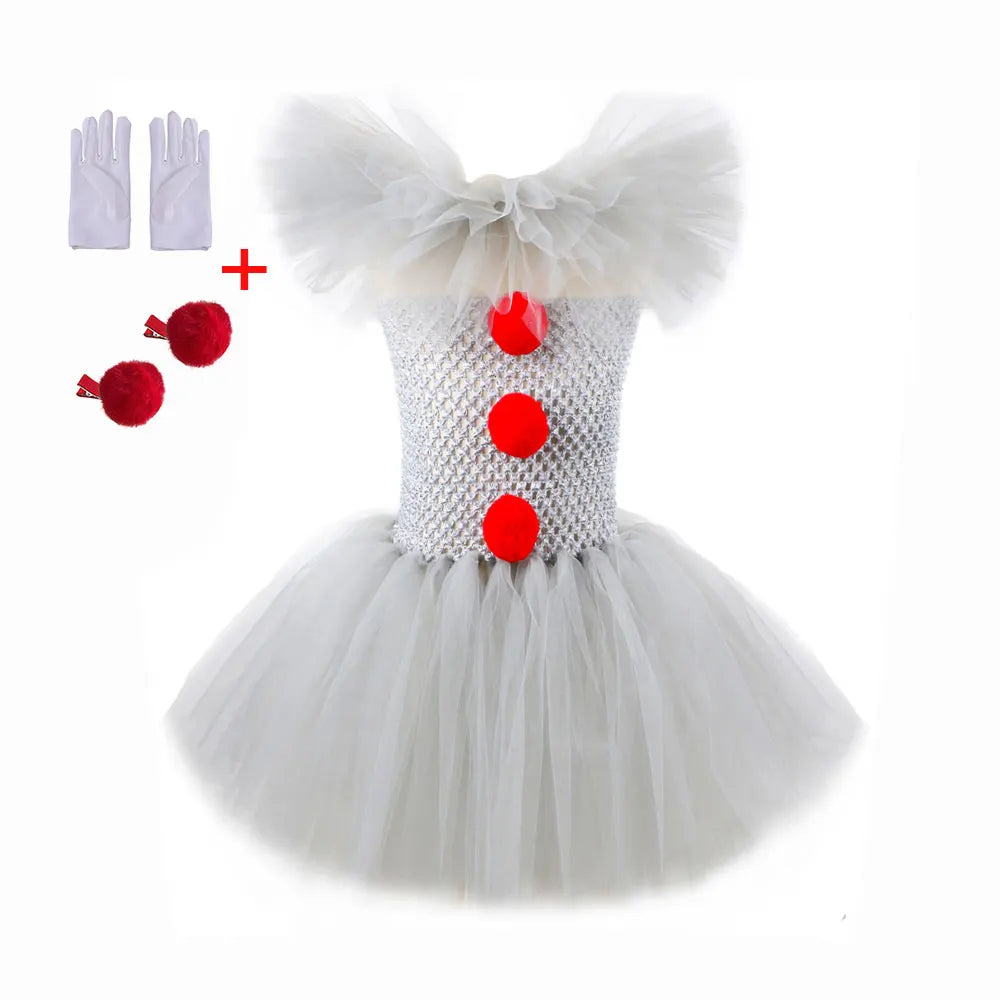 Kids Clown Costume Tutu Dress