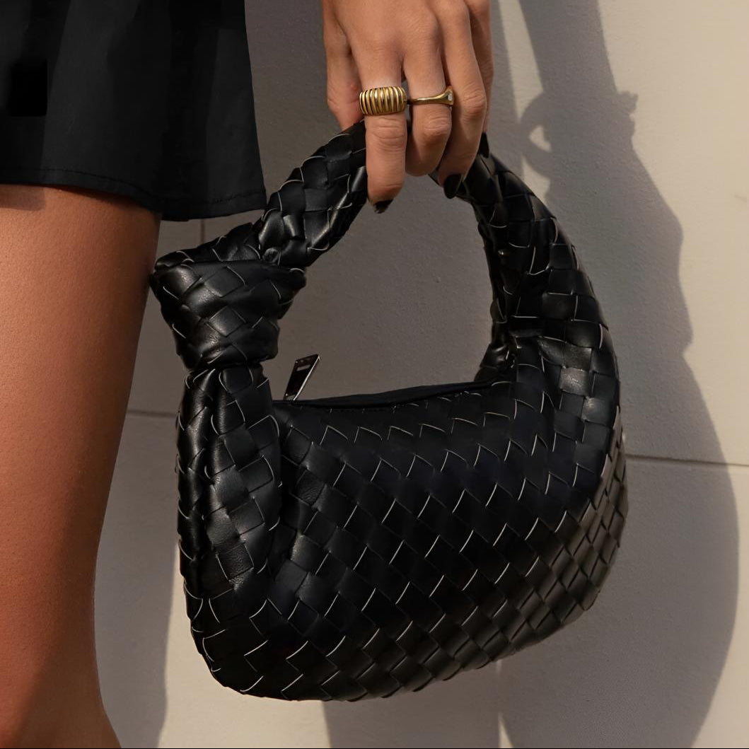 Handtasche aus veganem Leder, gewebte Umhängetasche