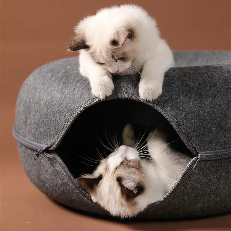 Cat Bed Felt Tunnel Cave for Multi Cats