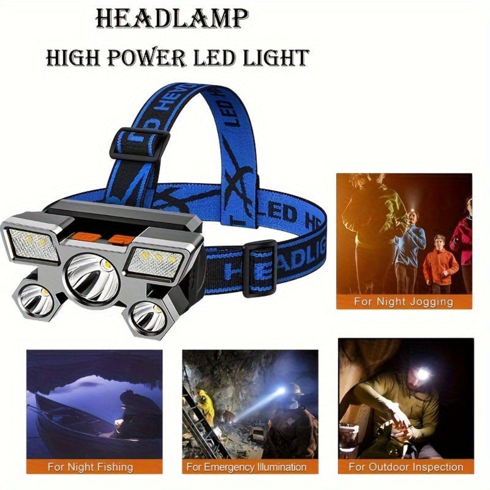Hiking LED Headlamp USB Rechargeable 800 Lumen Torch 3