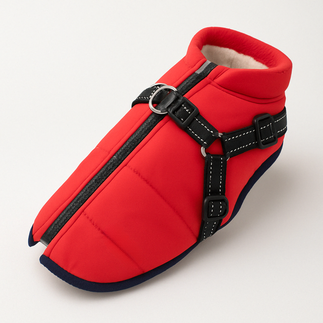 Abrigo impermeable para perro con forro polar y arnés