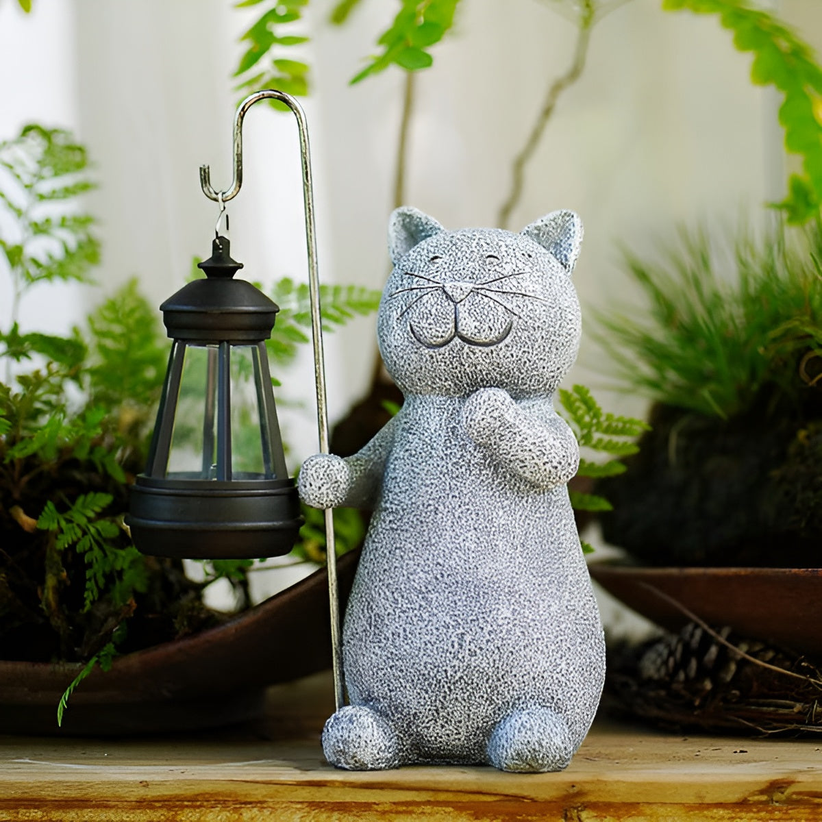 Statua Solare Gatto Splendente | Illuminazione da Giardino a Risparmio Energetico