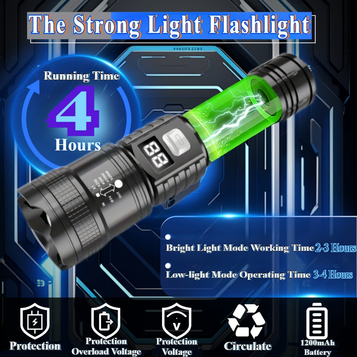 Hunting Gear Torch Rechargeable LED Zoom Flashlight