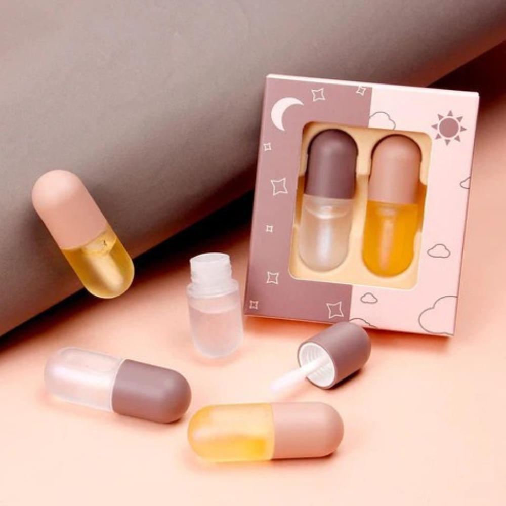 Lip Gloss Hydrating Plumper Duo Day Night Moisturizing Serum Set