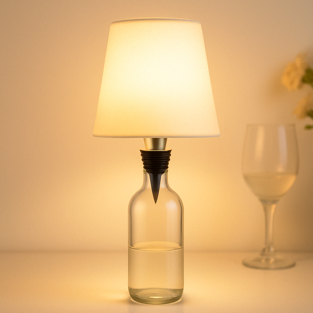 Table Lamp with Recycled Bottle Glass Base