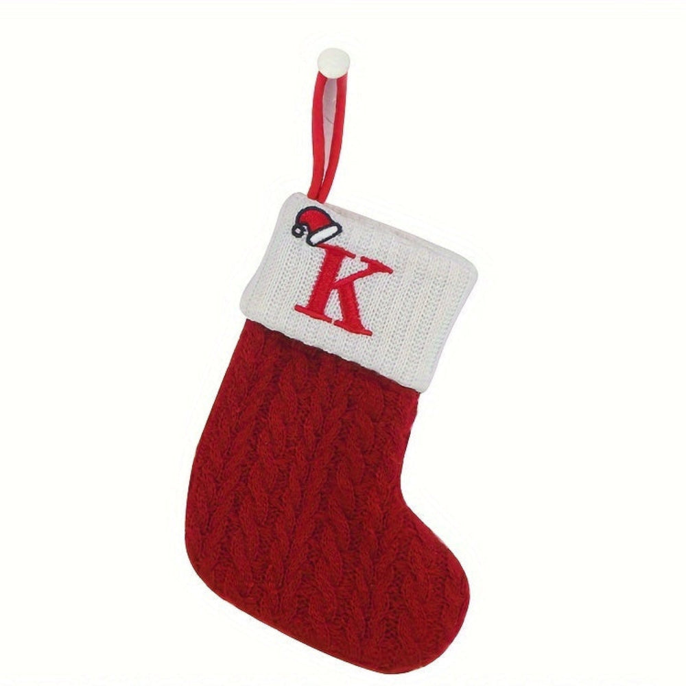 Christmas Stocking Knit Monogram Alphabet Decorative Holiday Sock