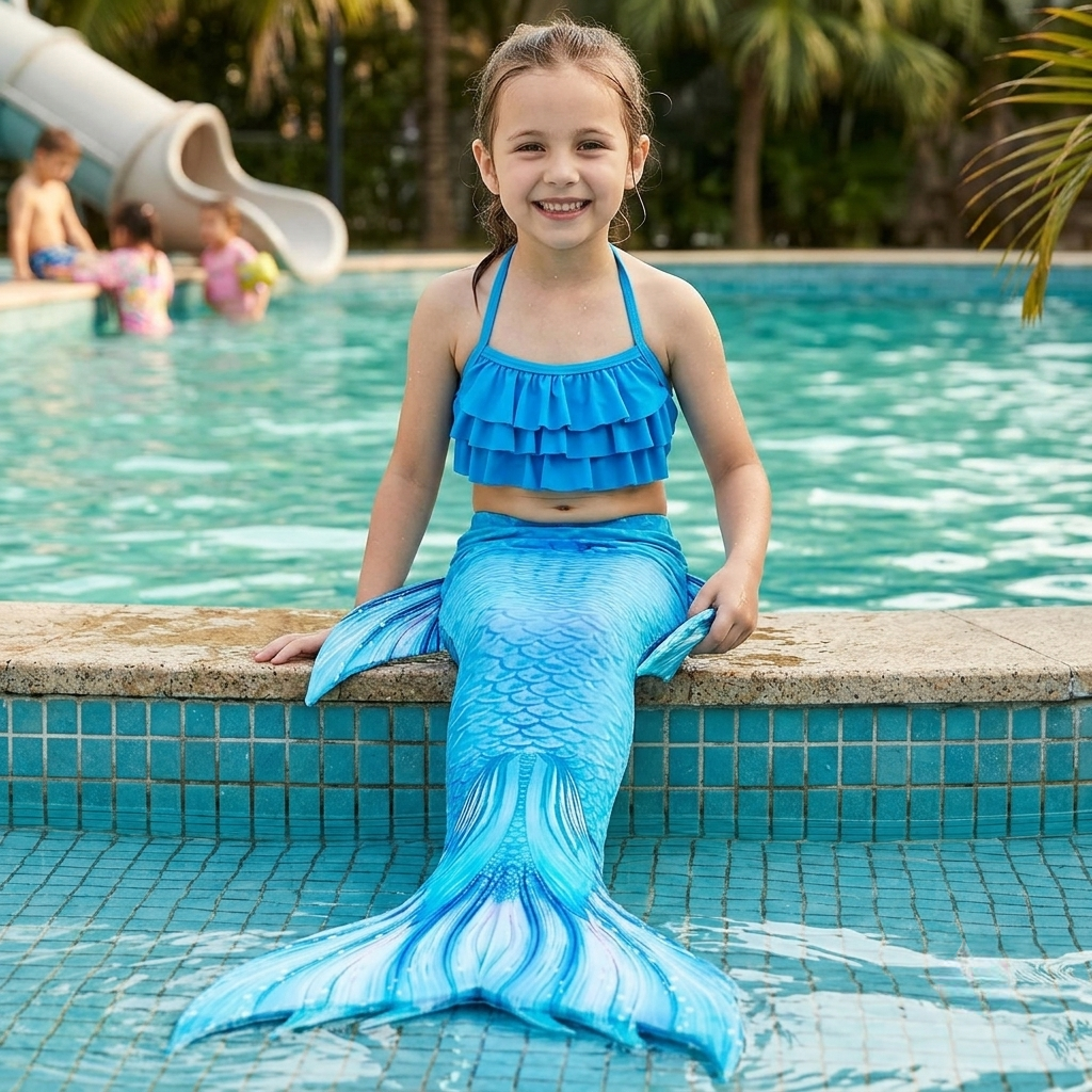 Kids Mermaid Swimsuit Costume Swim Set Beach Outfit