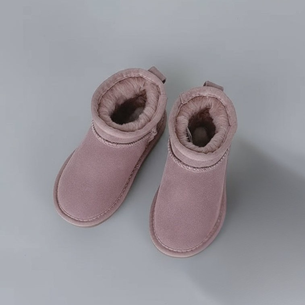 Kids Warm Fur Lined Winter Shoes - Cozy Non Slip Ankle