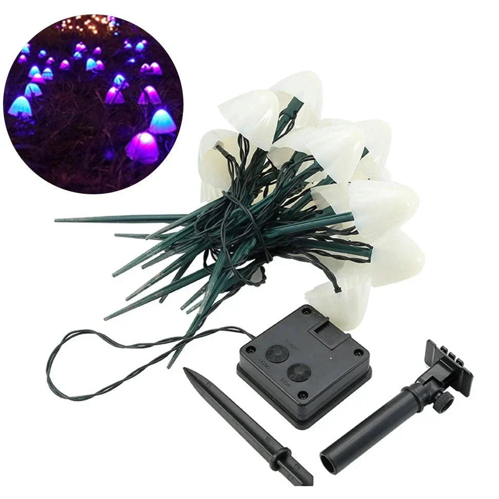 Luminous Fungi: Solar-Powered Garden String Lights – Weatherproof LED Lawn Lamps for Outdoor Decor