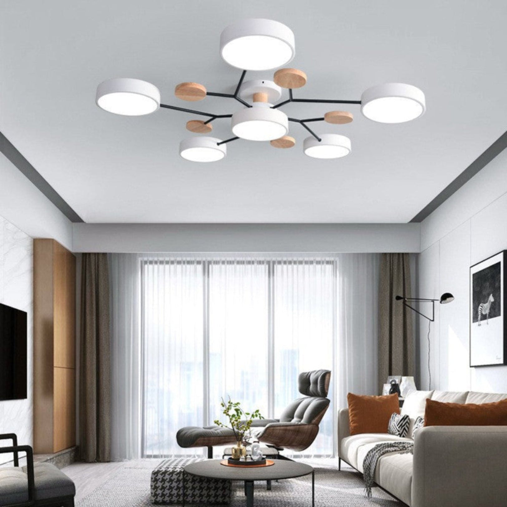 LED Semi-Flush Mount Molecule Branch Design Ceiling Light 1