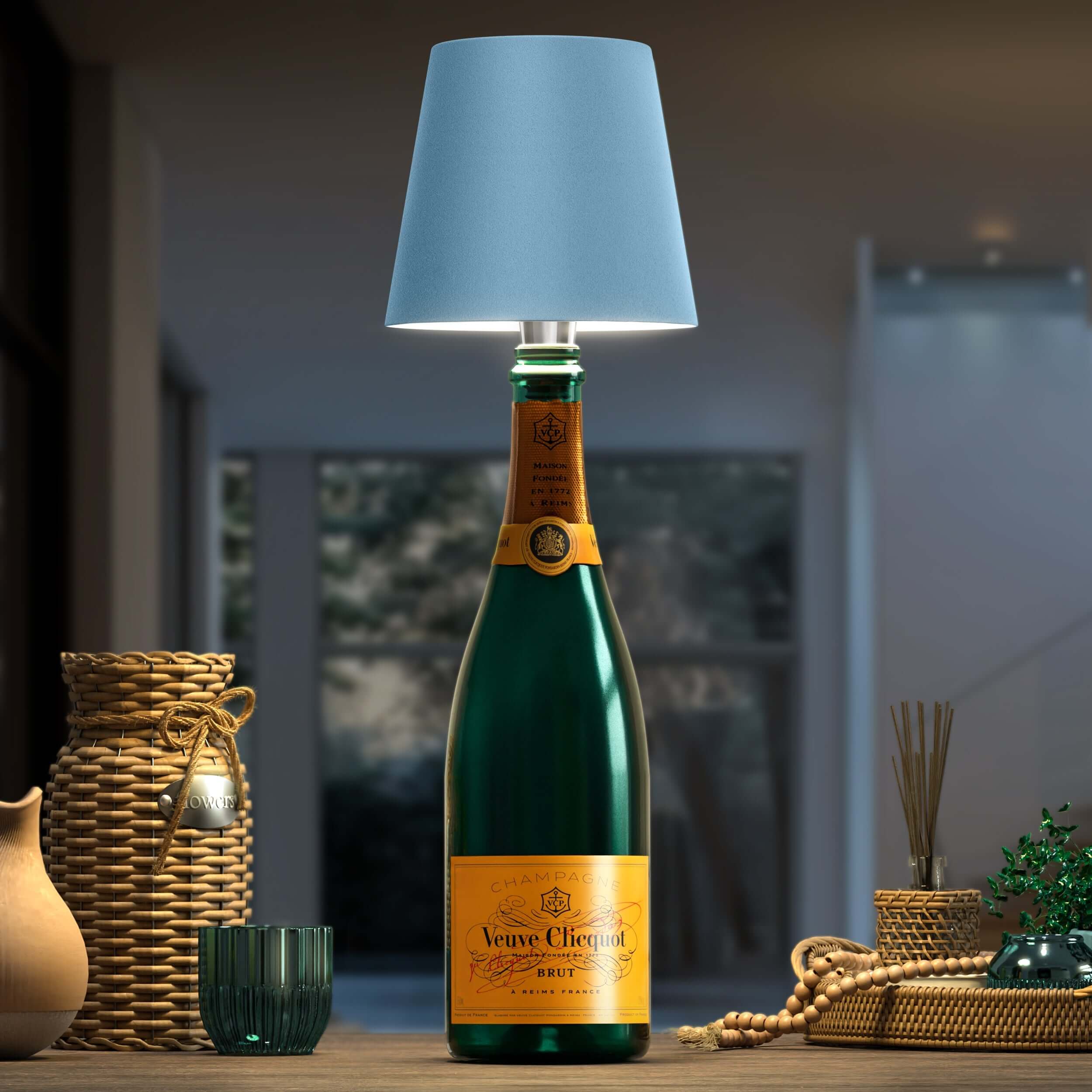 Table Lamp with Recycled Bottle Glass Base