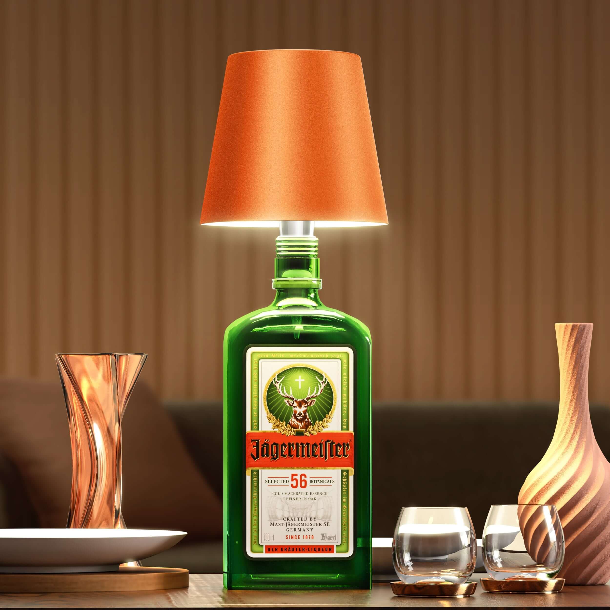 Table Lamp with Recycled Bottle Glass Base