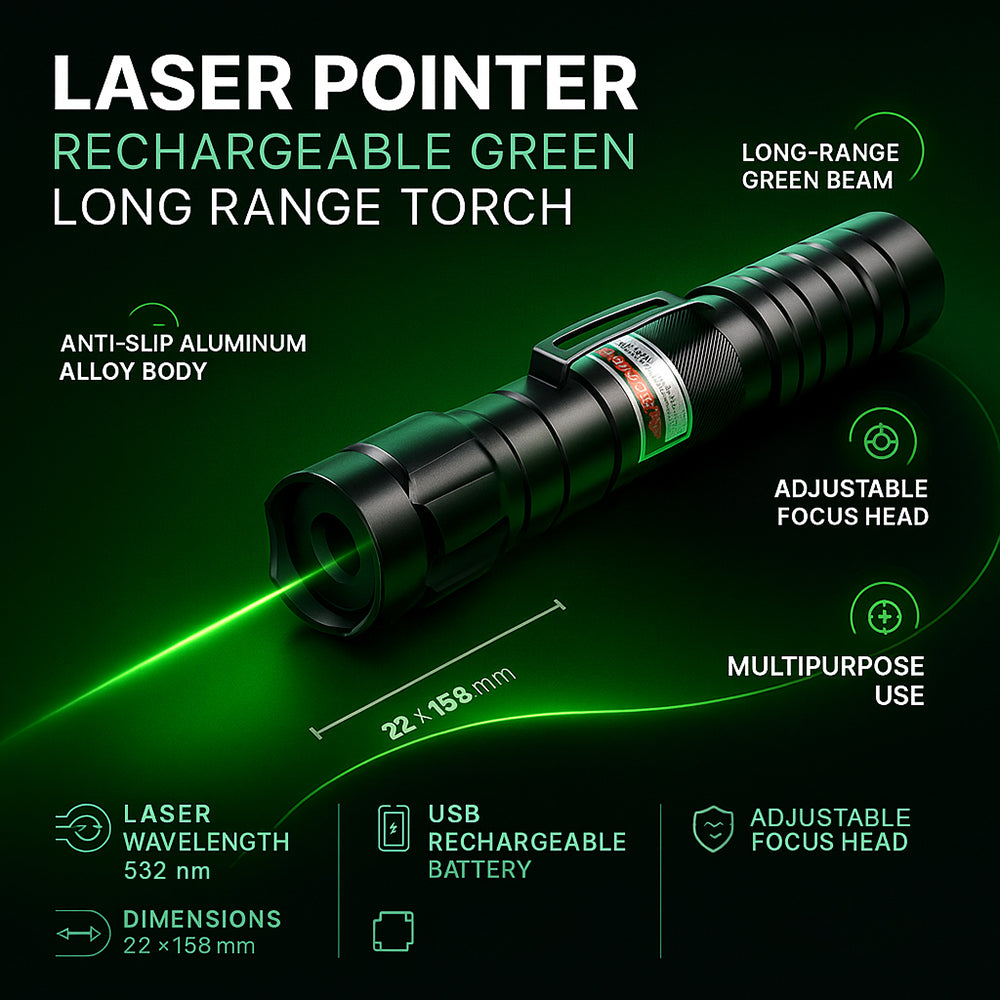 Wiederaufladbarer grüner Laserpointer mit großer Reichweite Taschenlampe