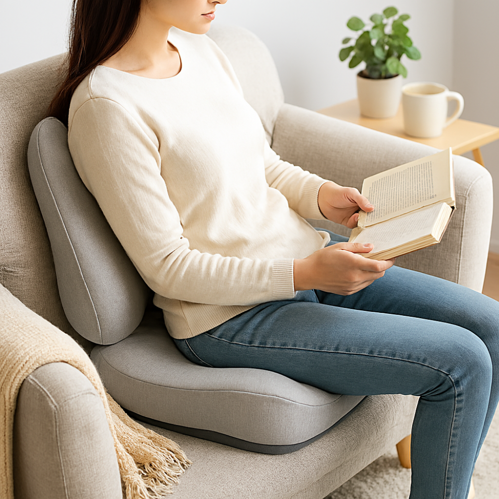 Cojín ergonómico de espuma viscoelástica para asiento y respaldo