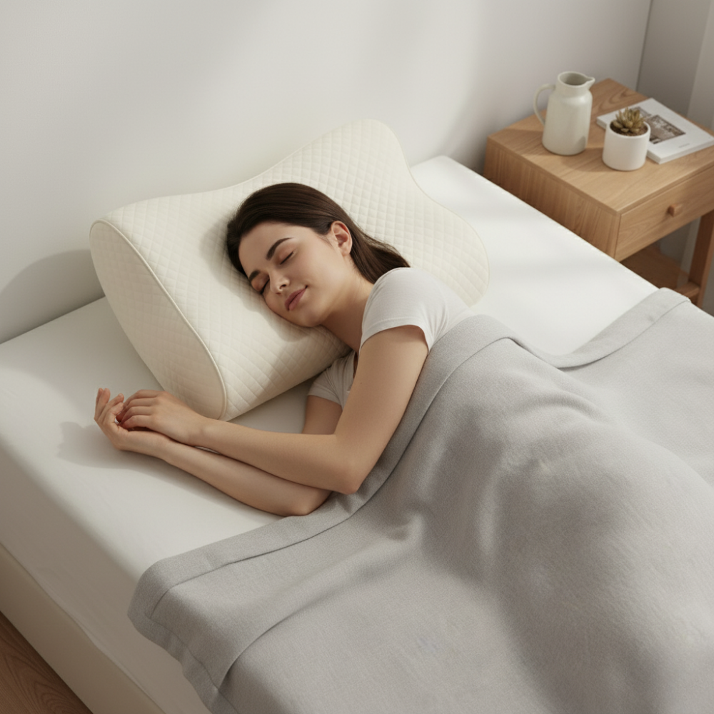 Almohada ortopédica de espuma viscoelástica para soporte de cuello y hombros