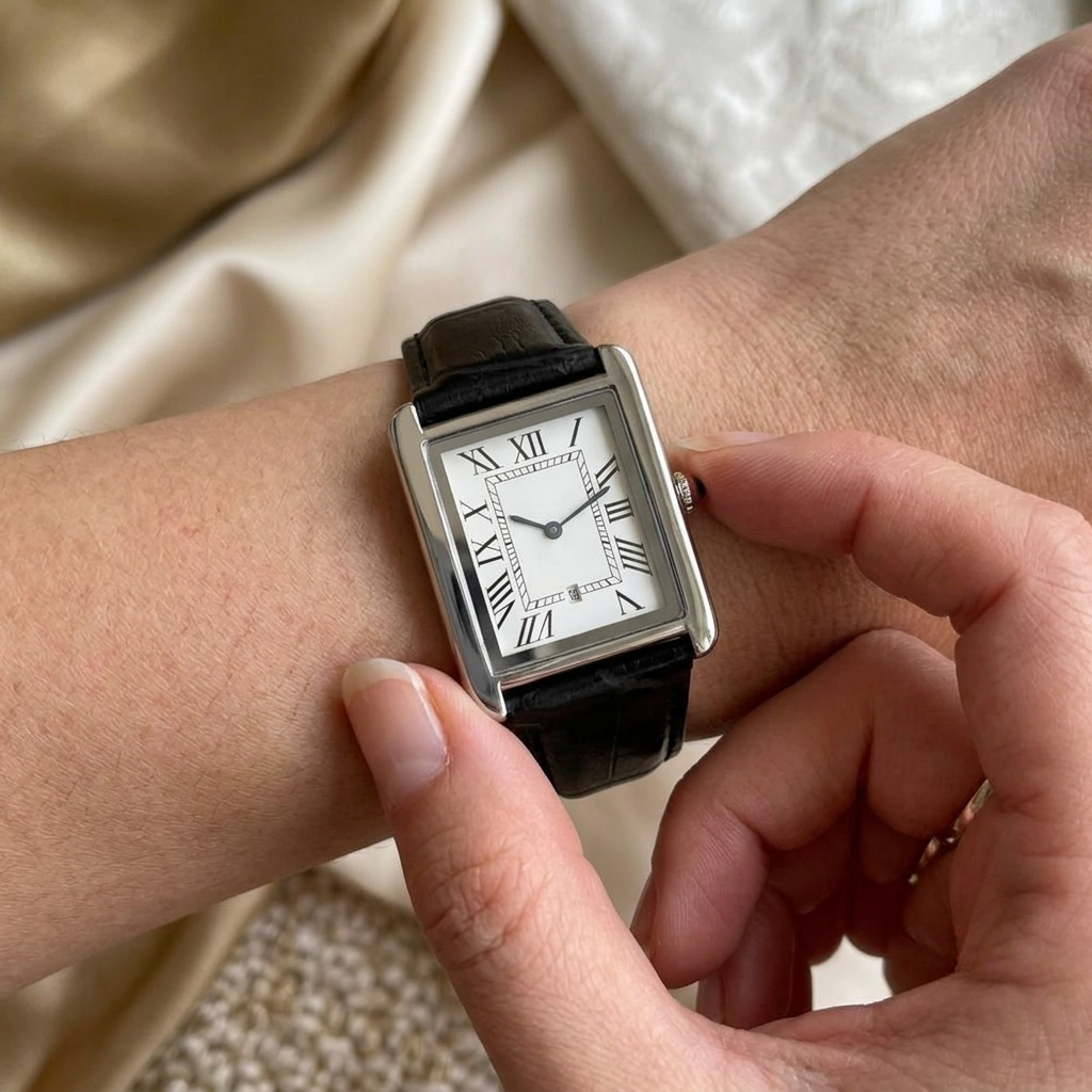 Men's Watch Square Analog Dress Roman Numeral Strap