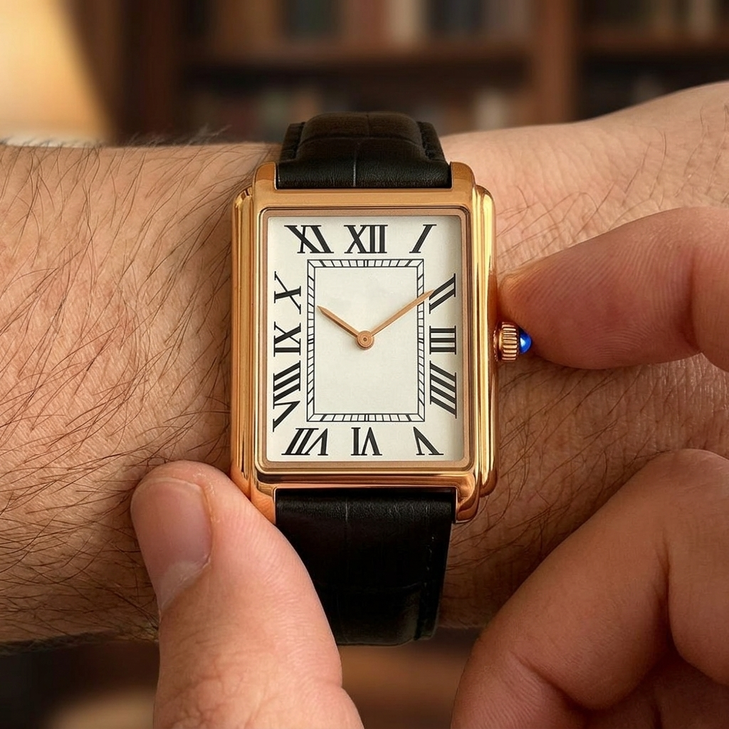 Men's Watch Square Analog Dress Roman Numeral Strap