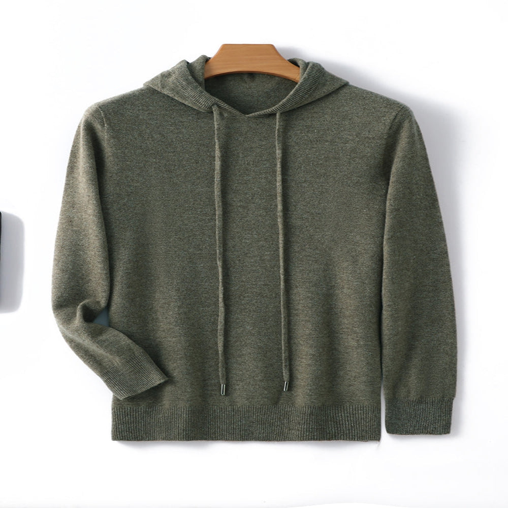 メンズカシミヤウールフーディセーター | 柔らかく暖かいニットウェア