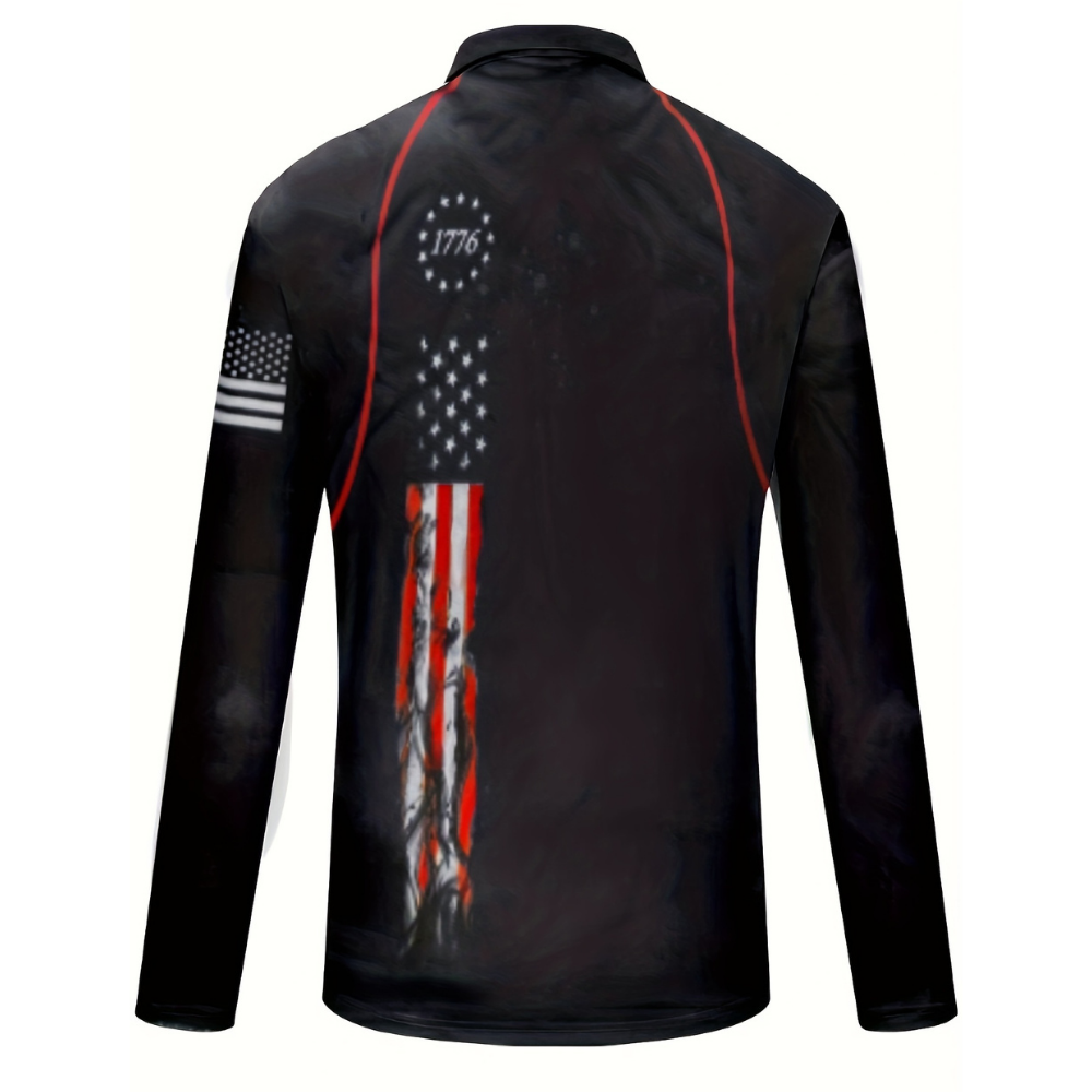 Camiseta de manga larga patriótica con bandera americana para hombre - Sudadera para el Día de los Veteranos