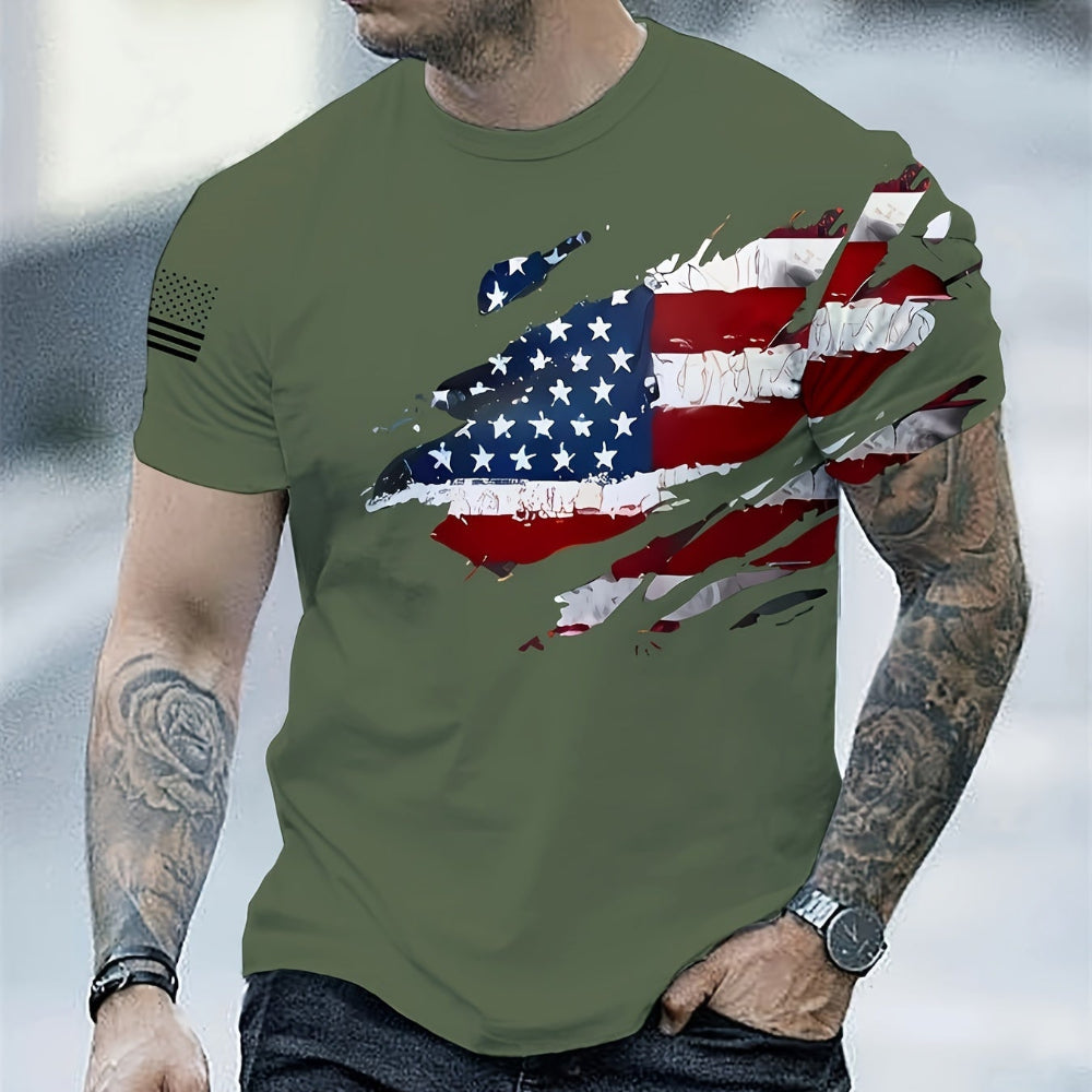 Camiseta gráfica patriótica americana para hombre - Camiseta casual para el Día de los Veteranos