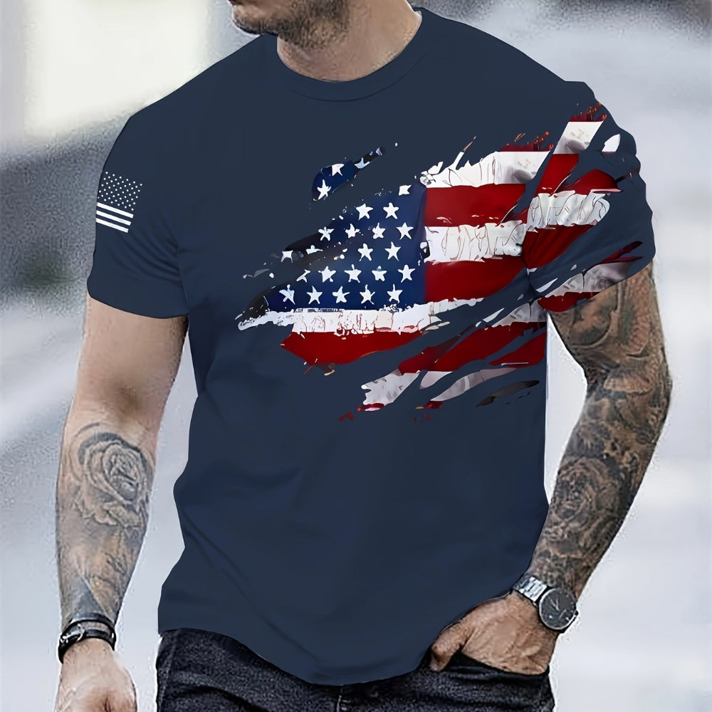 Camiseta gráfica patriótica americana para hombre - Camiseta casual para el Día de los Veteranos