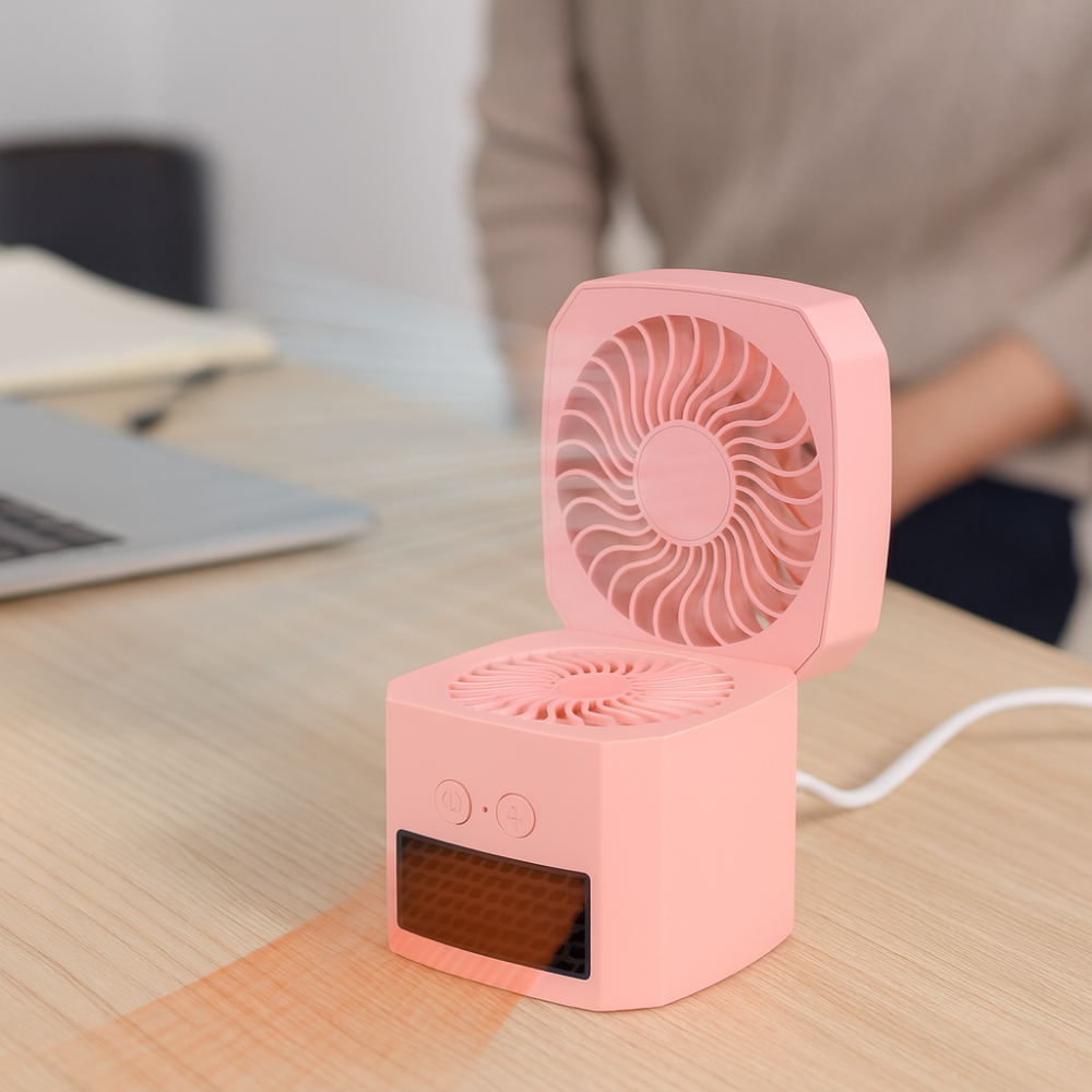Mini calefactor eléctrico espacial y ventilador de enfriamiento portátil para escritorio