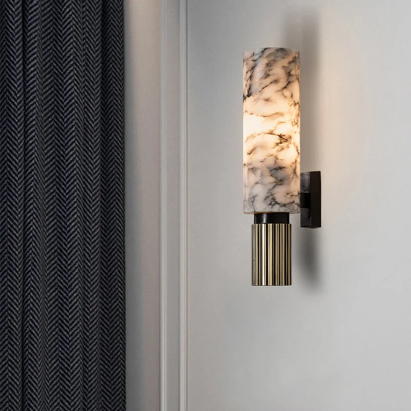 LuxeGlow Marmor Wandleuchte | Zeitgenössische Designerlampe für Wohnzimmer- und Flurambiente