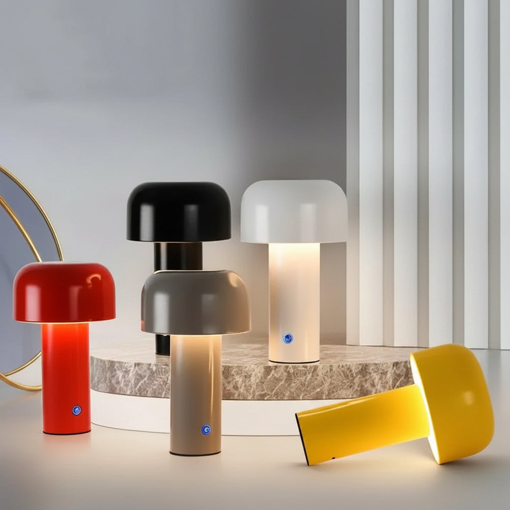 GlowSphere: Wiederaufladbare LED-Tischlampe – Stilvolle tragbare Pilzlampe für stimmungsvolle Innenbeleuchtung